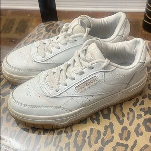 Reebok White and Tan Sneakers. Old School Look